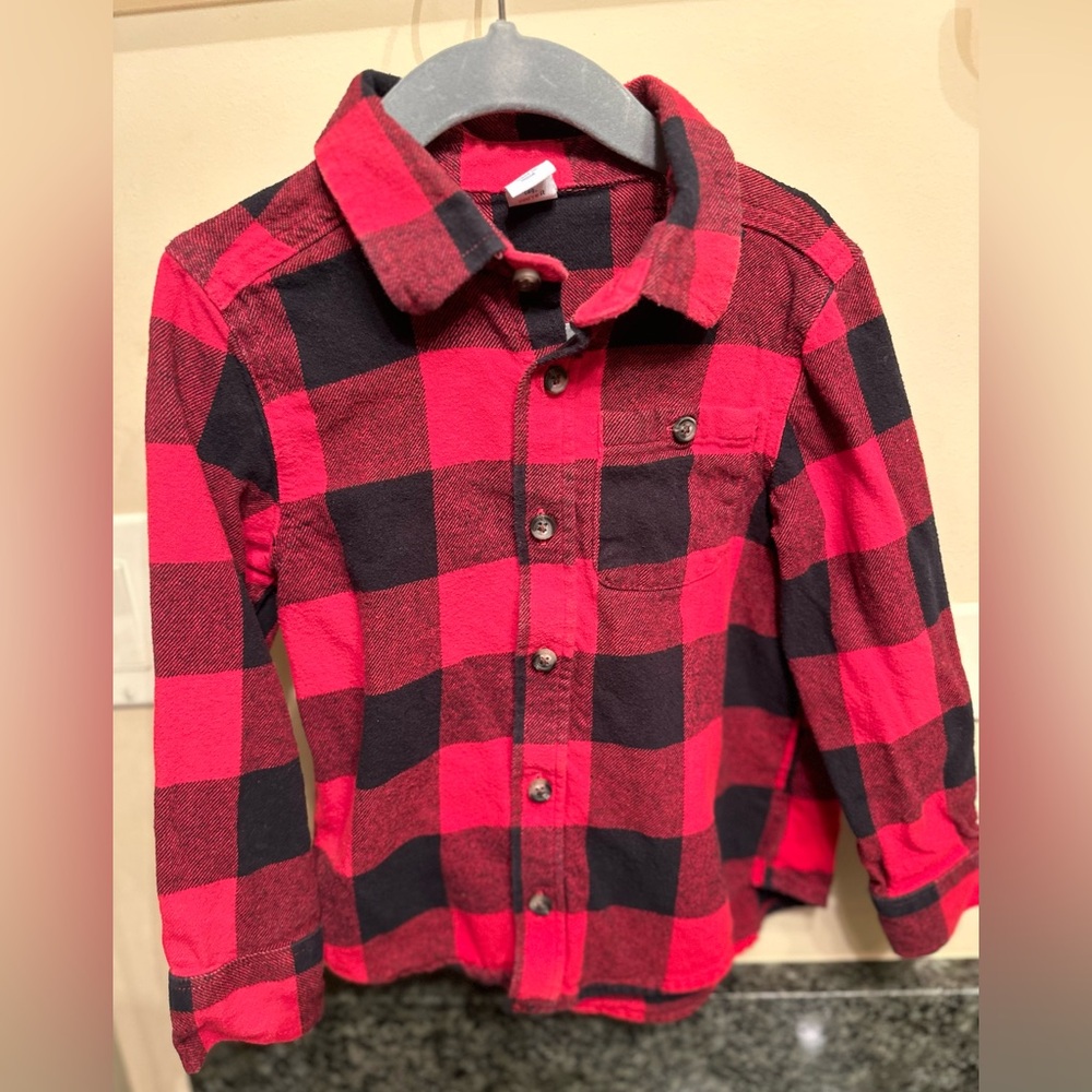 Old Navy Buffalo Plaid Boys Flannel Button Down-4T